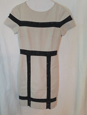 Raoul Beige Mini Dress with Black Contrast Panels